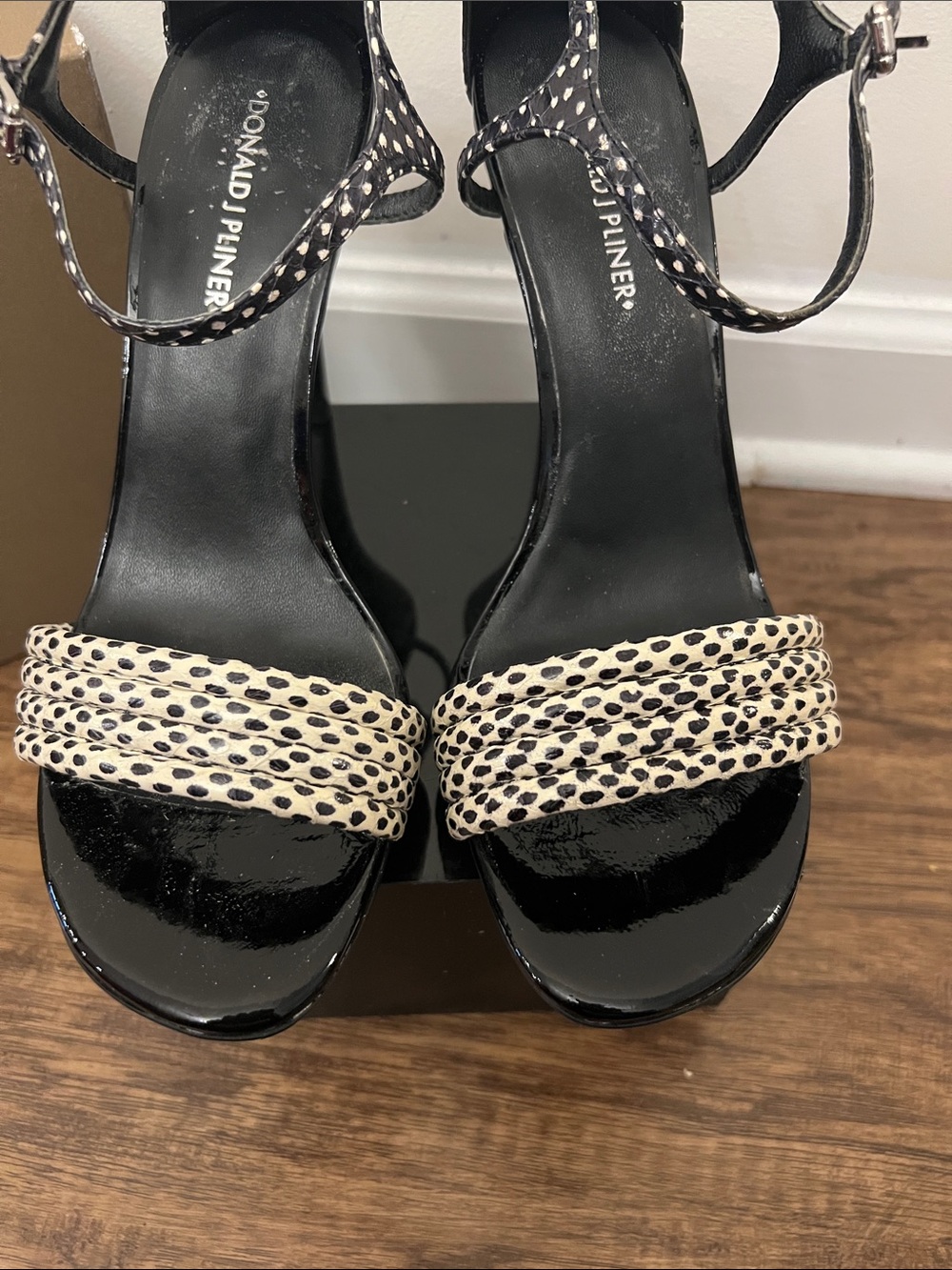 Donald J. Pliner Black & White Dot Ankle-Strap Sandals - Picture 5 of 9
